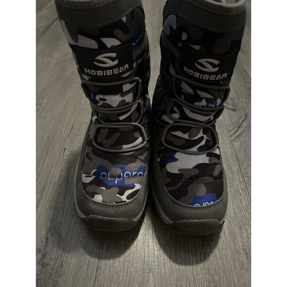 HOBIBEAR Youth Boys US Size 2 Snow Boots Waterproof Anti-Slip Gray AW3771 - Picture 2 of 7